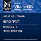 Member Mark Vitamina D3, 50 mcg (2000 UI), 400 Cápsulas Blandas
