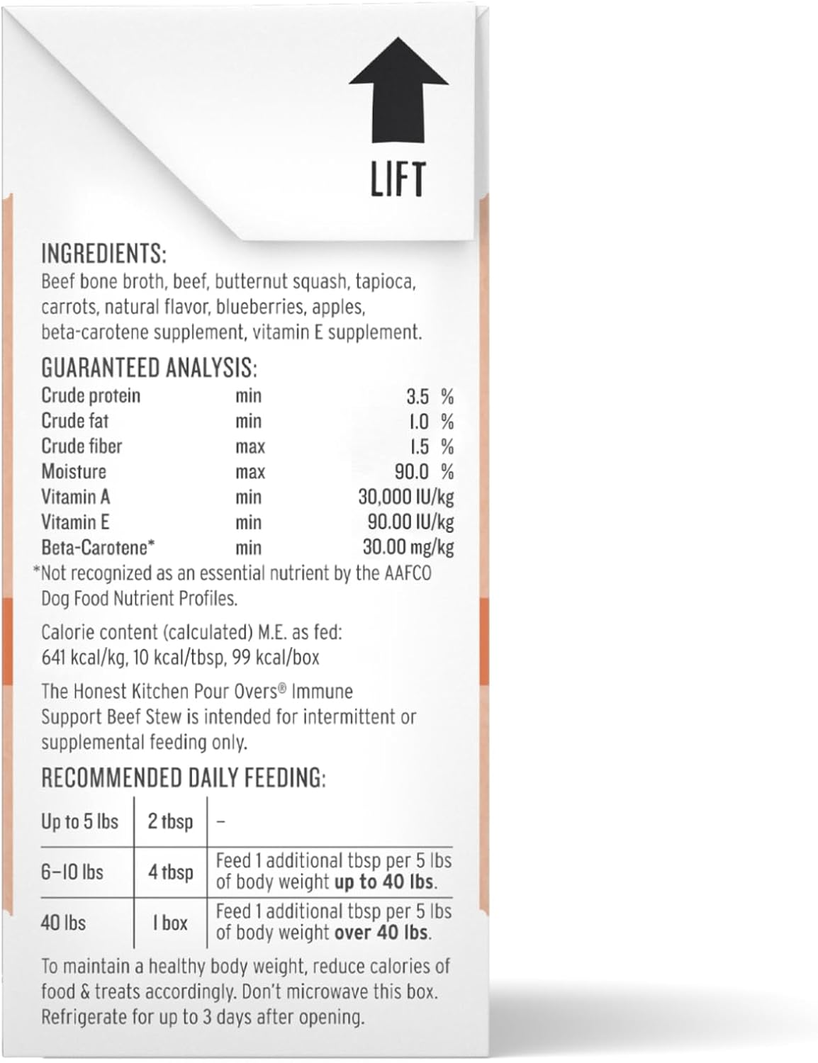 The Honest Kitchen Human Grade Functional Pour Overs: Apoyo Inmunológico - Estofado de Ternera, Complemento para Perros, 5.5 oz (Pack de 12)