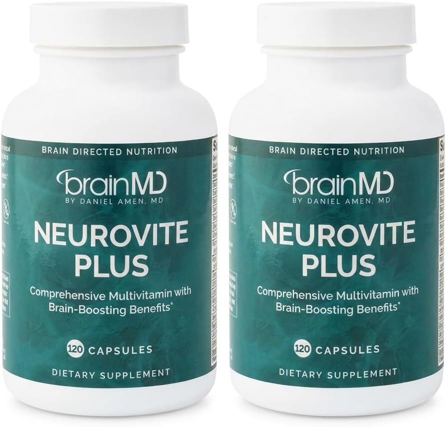 BRAINMD Dr Amen NeuroVite Plus - 120 Capsules - Multivitamin and Mineral Supplement, Enriched with Phytonutrients, Enzymes and Whole Foods - Gluten Free - 30 Servings