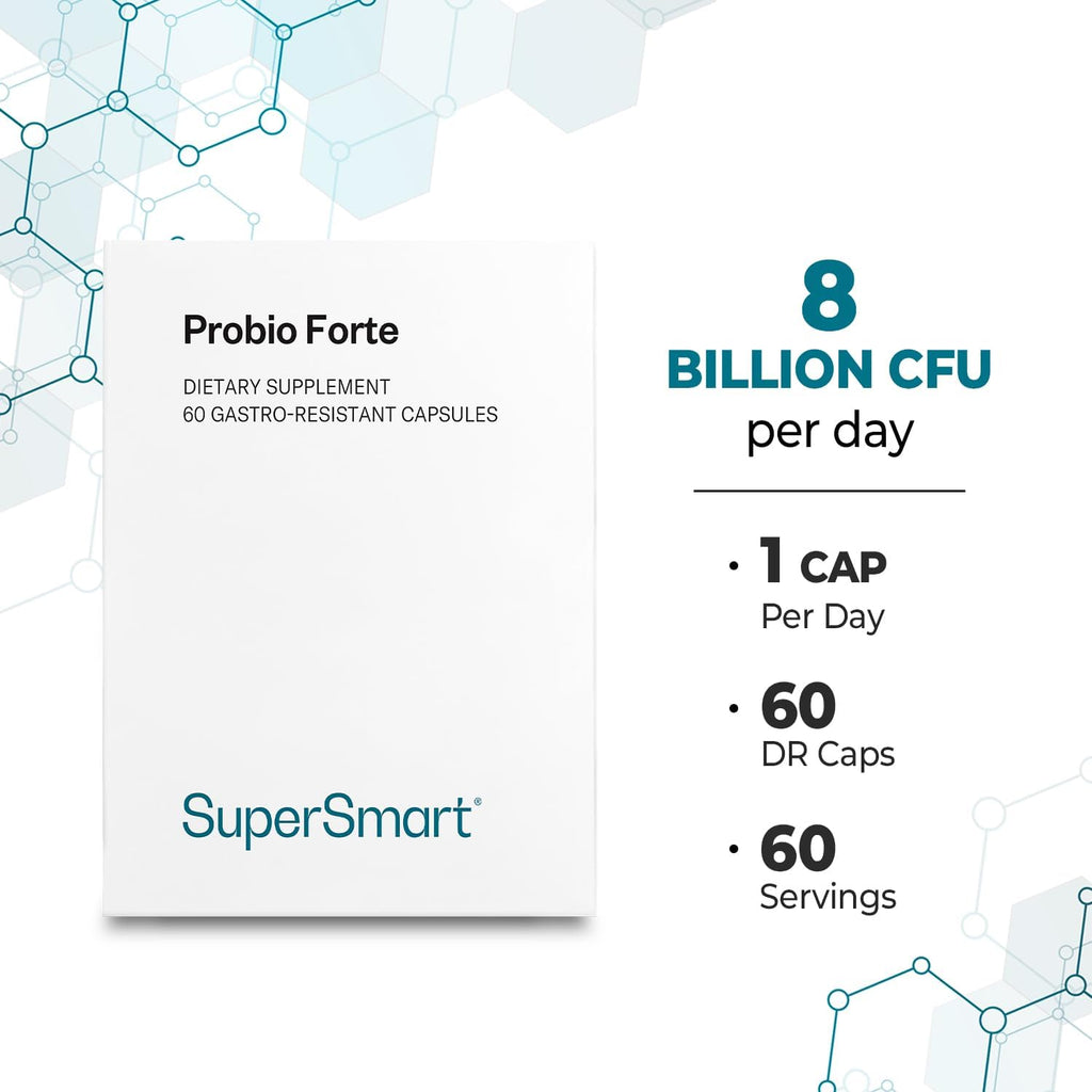 Supersmart Probio Forte 8 Billion CFU - Advanced Daily Probiotic - 60 Delayed Release Capsules