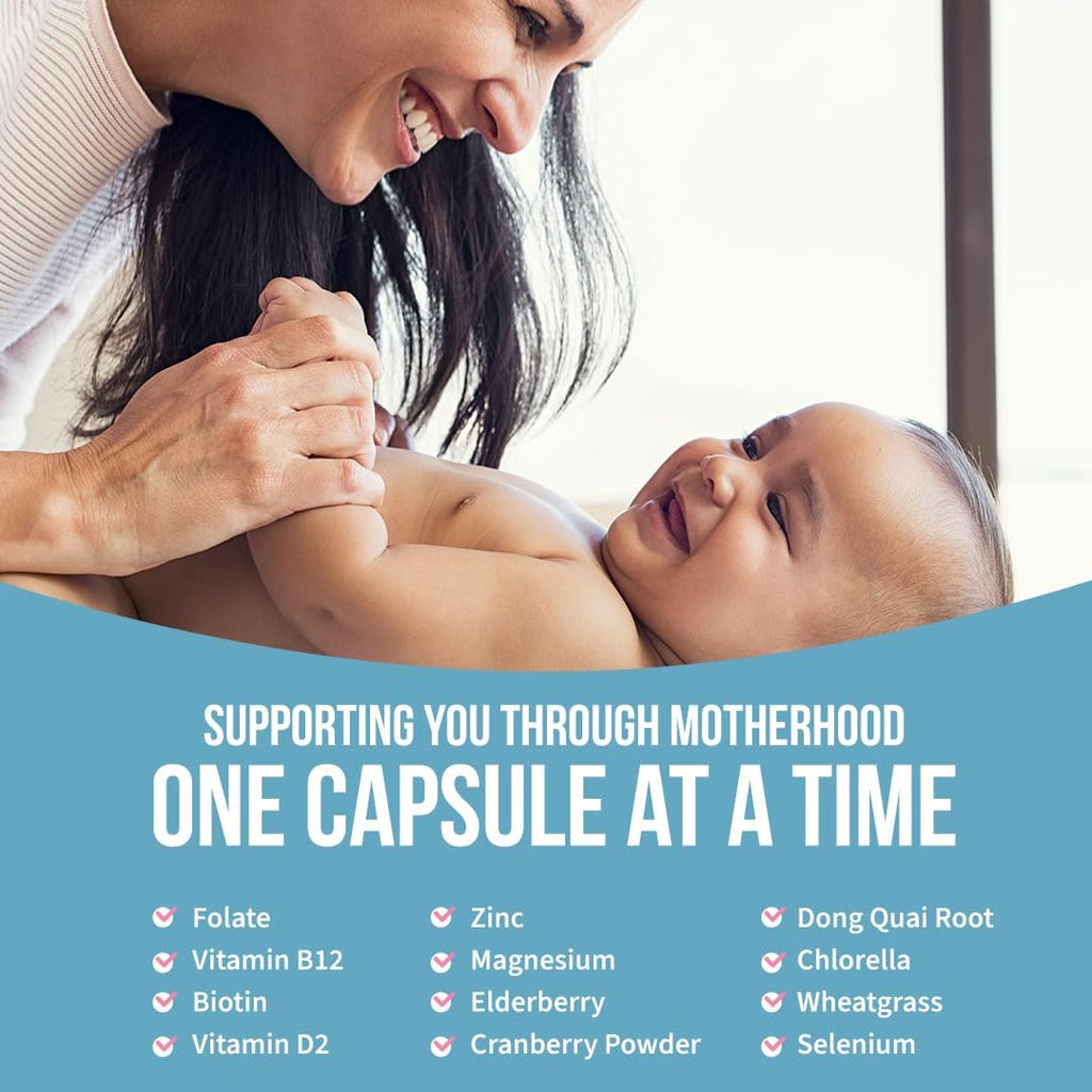 GOBIOTIX Vitaminas Postparto para Lactancia - Suplemento Postnatal con Moringa Orgánica, Vitaminas y Minerales para Madres Lactantes y el Bebé - No GMO, Vegano, 60 Cápsulas