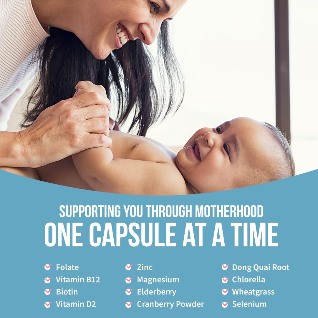 GOBIOTIX Vitaminas Postparto para Lactancia - Suplemento Postnatal con Moringa Orgánica, Vitaminas y Minerales para Madres Lactantes y el Bebé - No GMO, Vegano, 60 Cápsulas