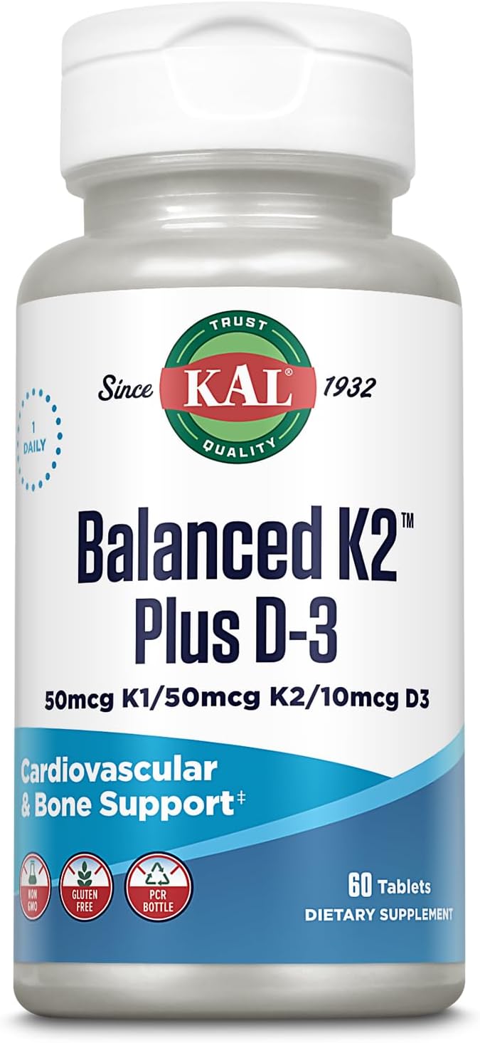 KAL Balanced K2 Plus D-3, 100 mcg, 60 Comprimidos