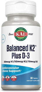 KAL Balanced K2 Plus D-3, 100 mcg, 60 Comprimidos