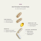 Pack Prenatal Tercer Trimestre Perelel - Multivitamínico con Magnesio, Omega 3, Probióticos y Calcio, 30 Sobres