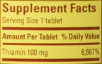 Nature Made Vitamina B-1 100 mg, 100 Comprimidos (Paquete de 3)