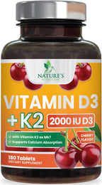 Vitamina D3 K2 2000 UI con MK-7 - Masticable Sabor Berry - 120 Comprimidos