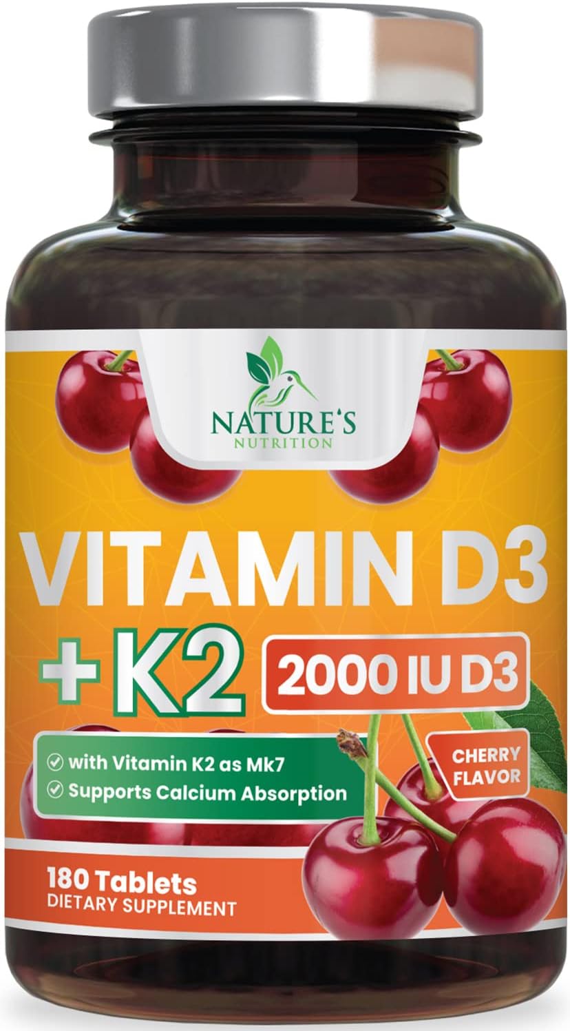 Vitamina D3 K2 2000 UI con MK-7 - Masticable Sabor Berry - 120 Comprimidos