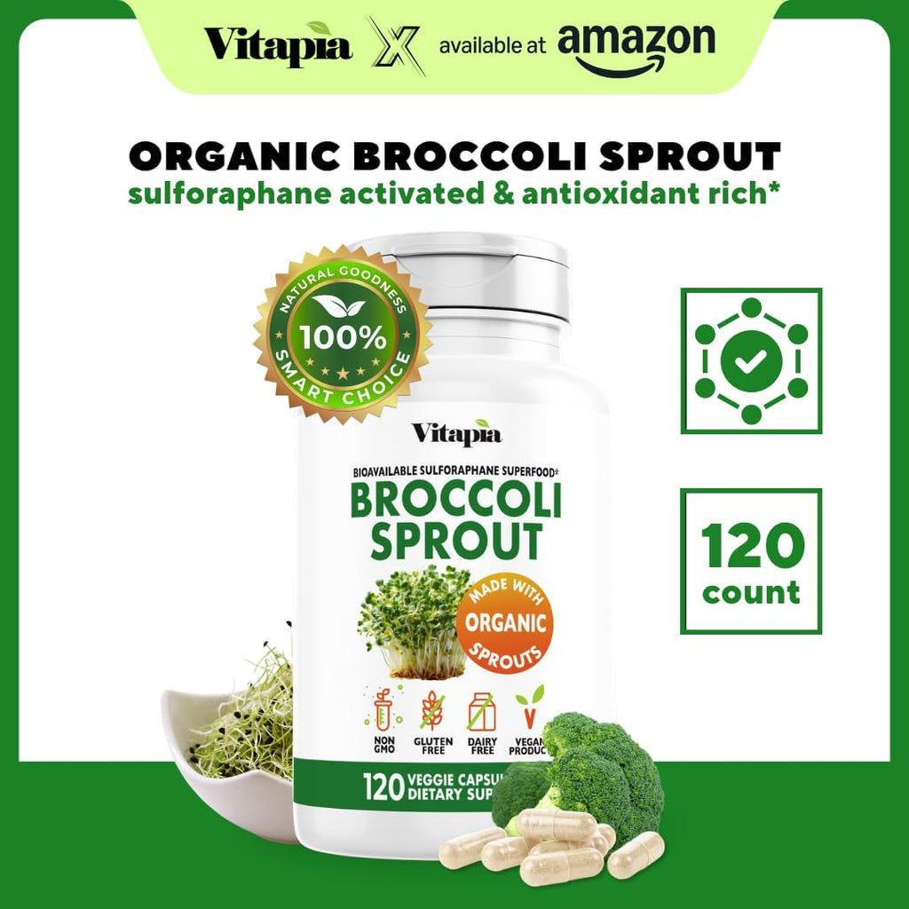 Vitapia Brócoli Germinado y Extracto de Brócoli Orgánico con Sulforafano - 120 Cápsulas Vegetales
