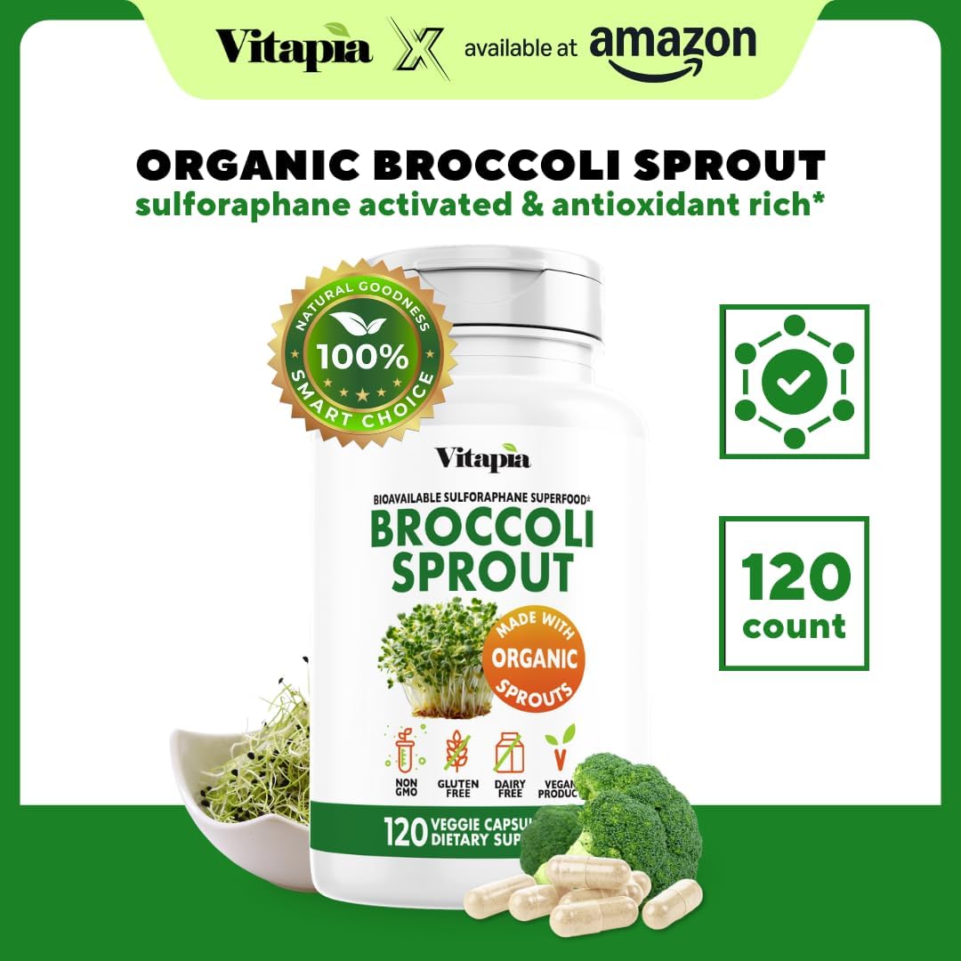 Vitapia Brócoli Germinado y Extracto de Brócoli Orgánico con Sulforafano - 120 Cápsulas Vegetales