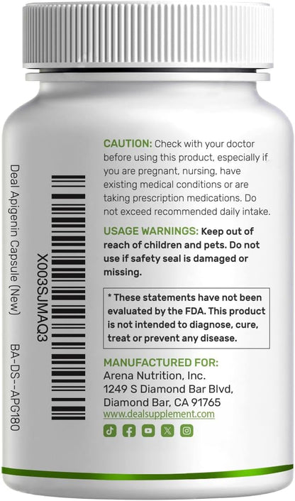 Apigenina, 100mg por dosis, 240 Cápsulas – Extracto Vegetal de Manzanilla – Bioflavonoides y Antioxidantes – Suplemento para – Image 2