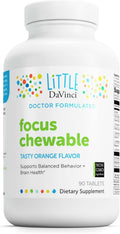Little DaVinci Focus Chewable - Suplemento para la Concentración y la Salud Cerebral Infantil - Con Vitamina B6, Folato, Vitamina B12 y Magnesio - Sabor Naranja - Sin Azúcar - 90 Comprimidos