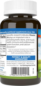 Carlson - Vitamina D3 10000 UI (250 mcg), 120 Cápsulas Blandas