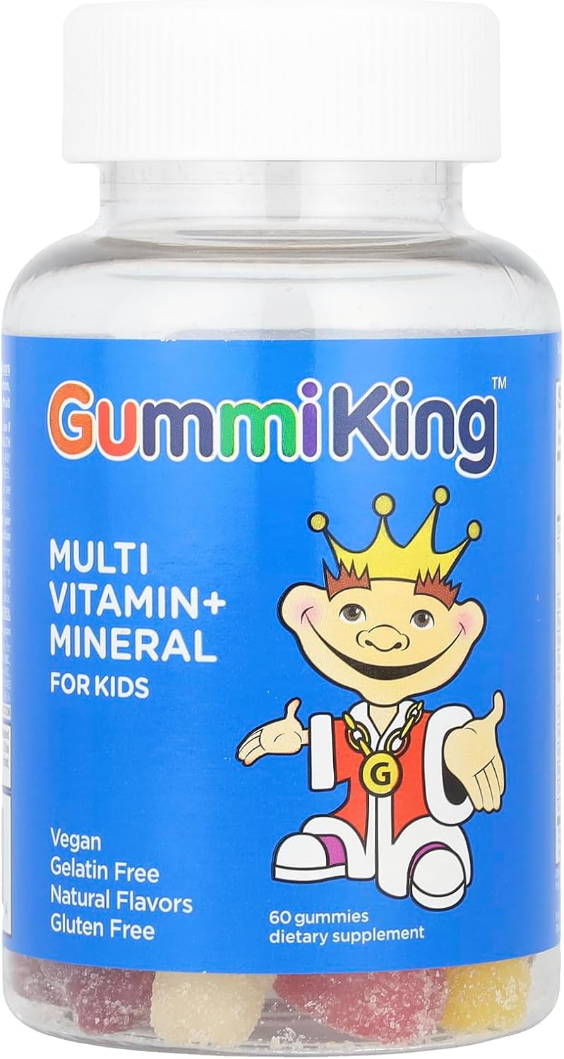 Suplemento multivitamínico y mineral Gummi King, gomitas de fresa/limón/naranja/uva/cereza/pomelo, 60 unidades