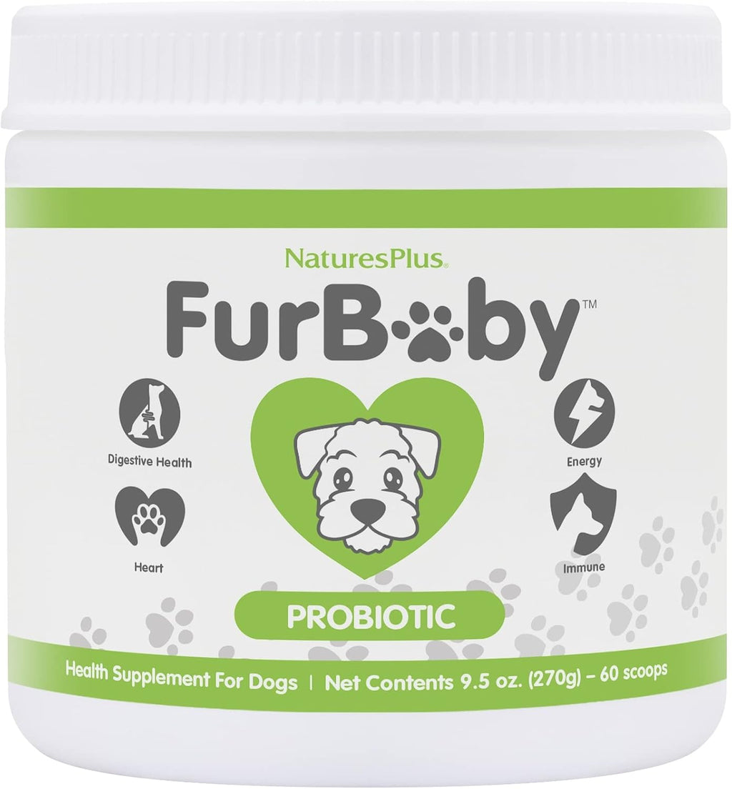 NaturesPlus FurBaby Probiótico para Perros - 269 g - Apoya la Salud Digestiva, Cardíaca, Hepática e Inmunológica - 60 Dosis