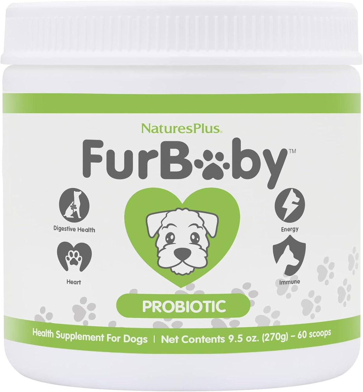 NaturesPlus FurBaby Probiótico para Perros - 269 g - Apoya la Salud Digestiva, Cardíaca, Hepática e Inmunológica - 60 Dosis – Image 1