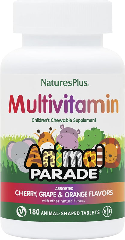 NaturesPlus Animal Parade Multivitamínico Masticable para Niños - Pack de 3 (540 comprimidos, 270 dosis) - Sabores Naturales – Image 1