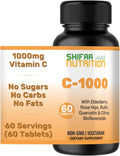 SHIFAA NUTRITION Halal Vitamina C 1000 mg - 60 Días - Con Saúco, Quercetina, Escaramujo y Rutina - Vegetariano, Sin Gluten