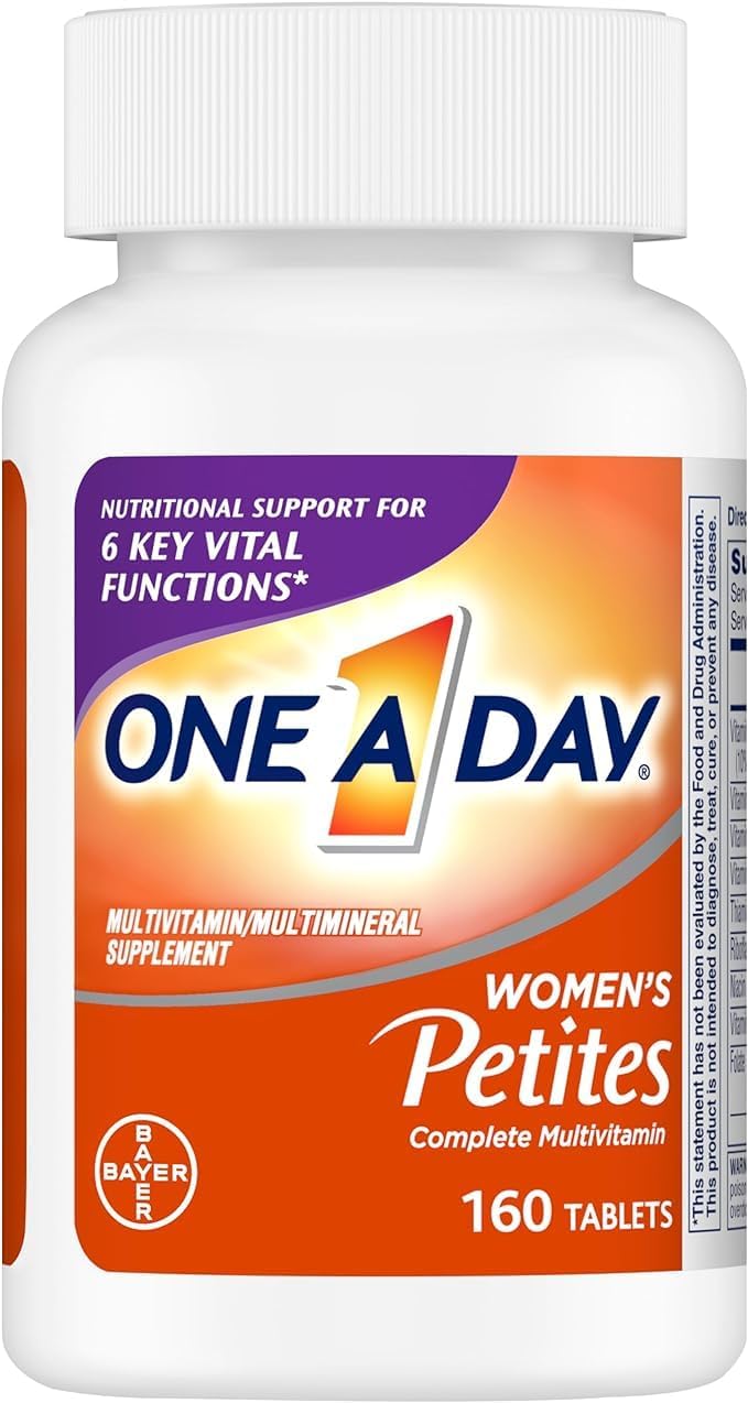 ONE A DAY Women's Petites Multivitamin with Vitamin A, C, D, E and Zinc, 160 Count (Pack of 2)