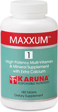 Karuna MAXXUM 1 - 180 Cápsulas Vegetarianas - Fórmula Multivitamínica y Mineral con Luteína, Licopeno, Boro, Vanadio, Yodo, Calcio, Magnesio, Vitaminas A, B, C, D, E, K, Zinc y Ácido Fólico