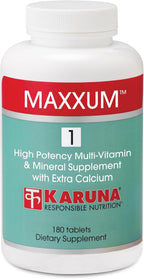 Karuna MAXXUM 1 - 180 Cápsulas Vegetarianas - Fórmula Multivitamínica y Mineral con Luteína, Licopeno, Boro, Vanadio, Yodo, Calcio, Magnesio, Vitaminas A, B, C, D, E, K, Zinc y Ácido Fólico