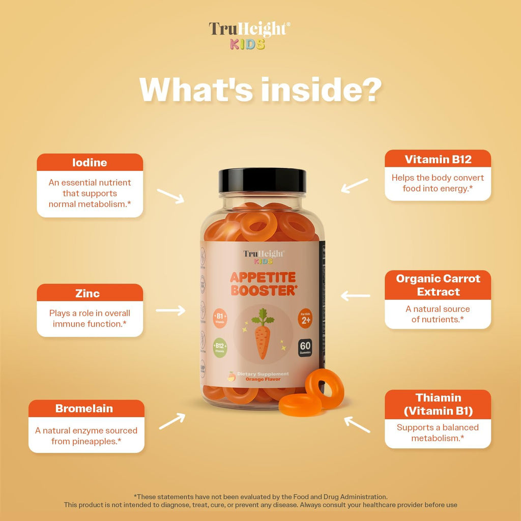TruHeight Kids Gummies para Estimular el Apetito (Naranja, 2+ años)