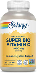 SOLARAY Super Bio Buffered Vitamin C 1000 mg - 180 Servings (360 Veggie Caps) - Sustained Release with Bioflavonoids