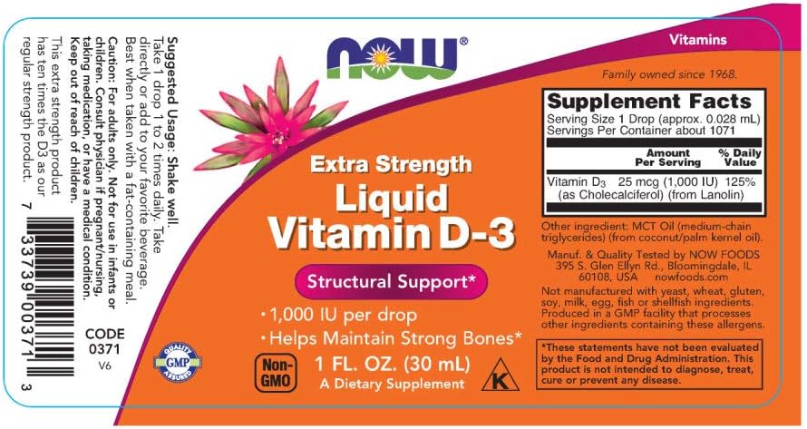 Now Foods Liquid Vitamin D3 Extra Strength - – El mantenimiento de los niveles normales de calcio en sangre. – Image 2