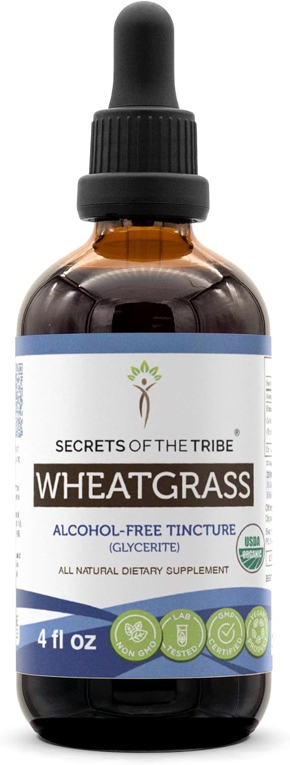 Secrets of the Tribe Hierba de Trigo Orgánica - Extracto Sin Alcohol, Gotas de Alta Potencia - 100% Certificado Ecológico, 118 ml