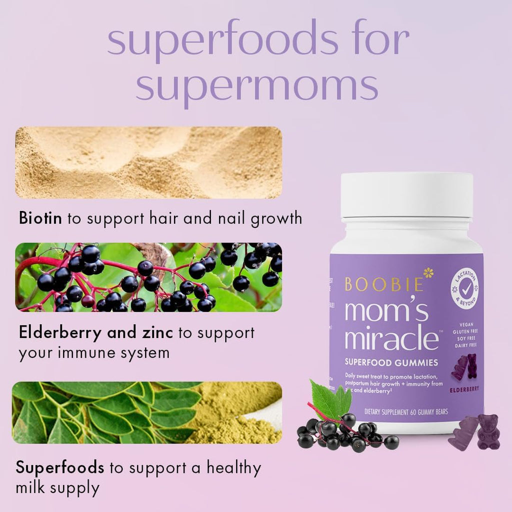 Boobie Bears Gominolas de Lactancia con Moringa y Saúco, 60 uds