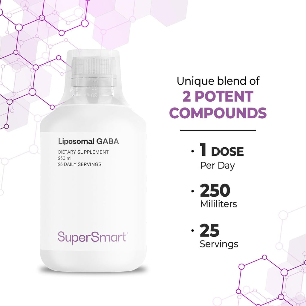 Supersmart - Liposomal GABA 500mg con L-Teanina - Sabor Limón Natural - 250 ml