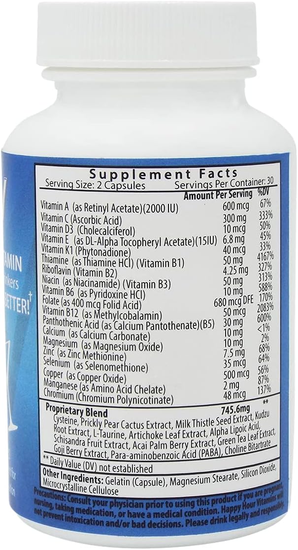 Happy Hour Vitamins Multivitamínico - Para Después de Beber - 30 Cápsulas