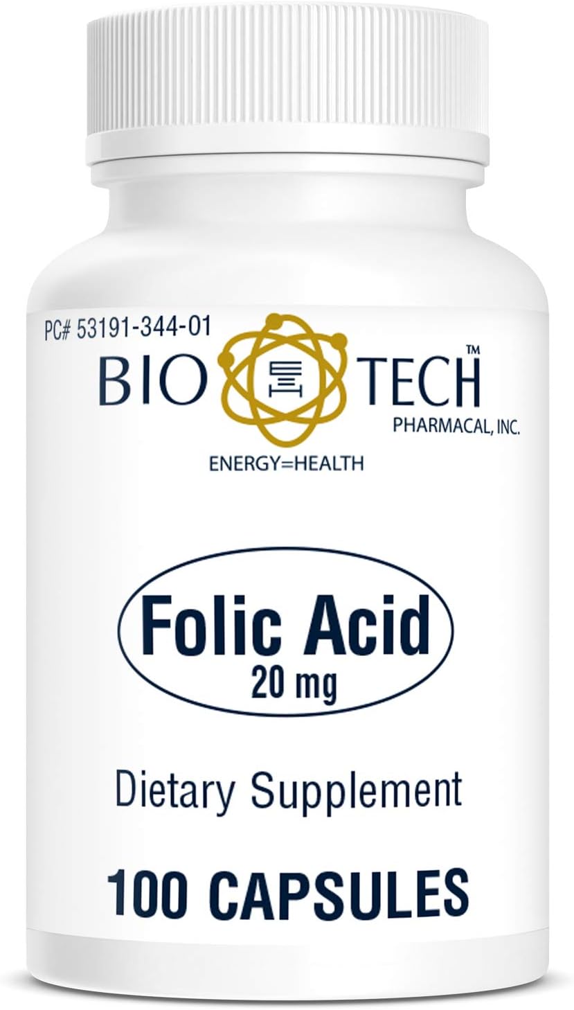 Bio-Tech Pharmacal Folic Acid 20 mg, 100 Tablets
