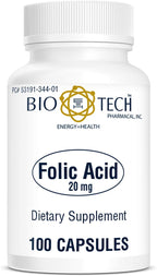 Bio-Tech Pharmacal Folic Acid 20 mg, 100 Tablets