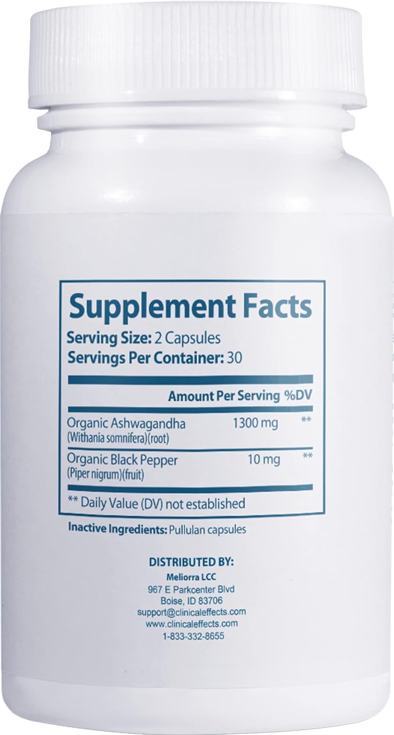 Clinical Effects Ashwagandha con Pimienta Negra - 60 Cápsulas para Vitalidad y Calma