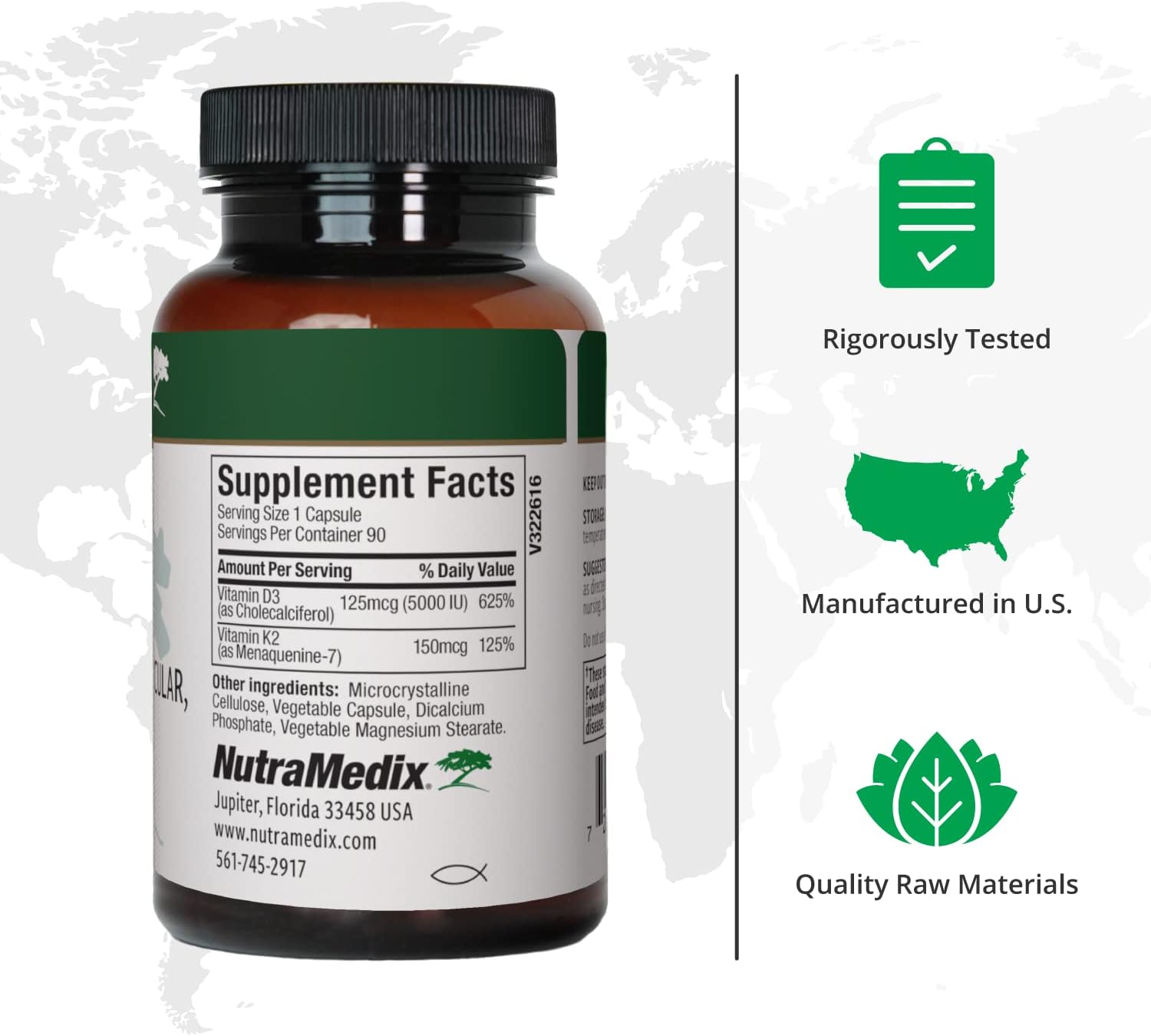 NutraMedix Vitamina D3 y K2 (MK-7) - 90 Cápsulas