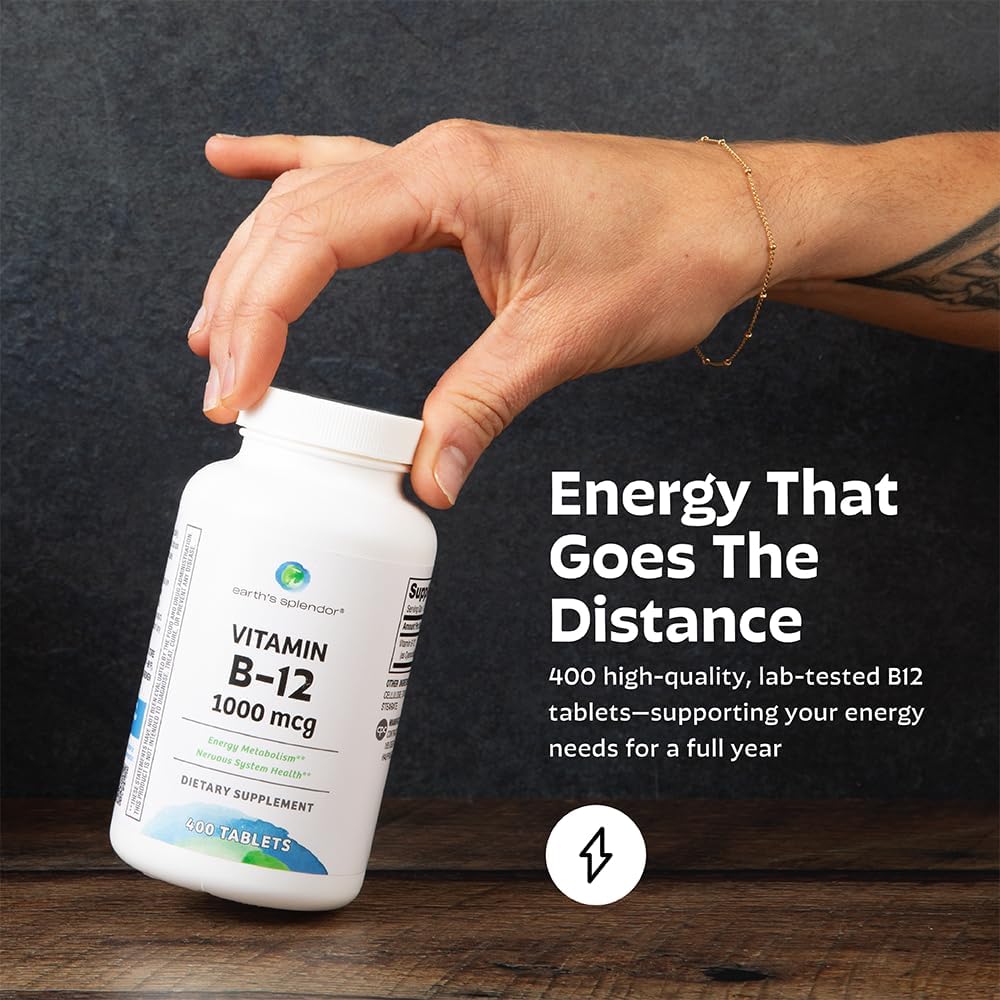 Earth's Splendor B12 1000 mcg - 400 Comprimidos - Suplemento de Vitamina B12