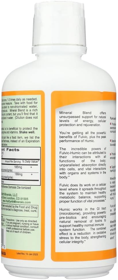 Vital Earth Minerals Mezcla Mineral Fúlvico-Húmica, 32 Onzas Líquidas