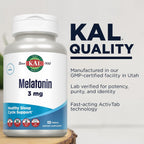 KAL Melatonina 3mg Comprimidos Sublinguales con Vitamina B6, 120 Comprimidos