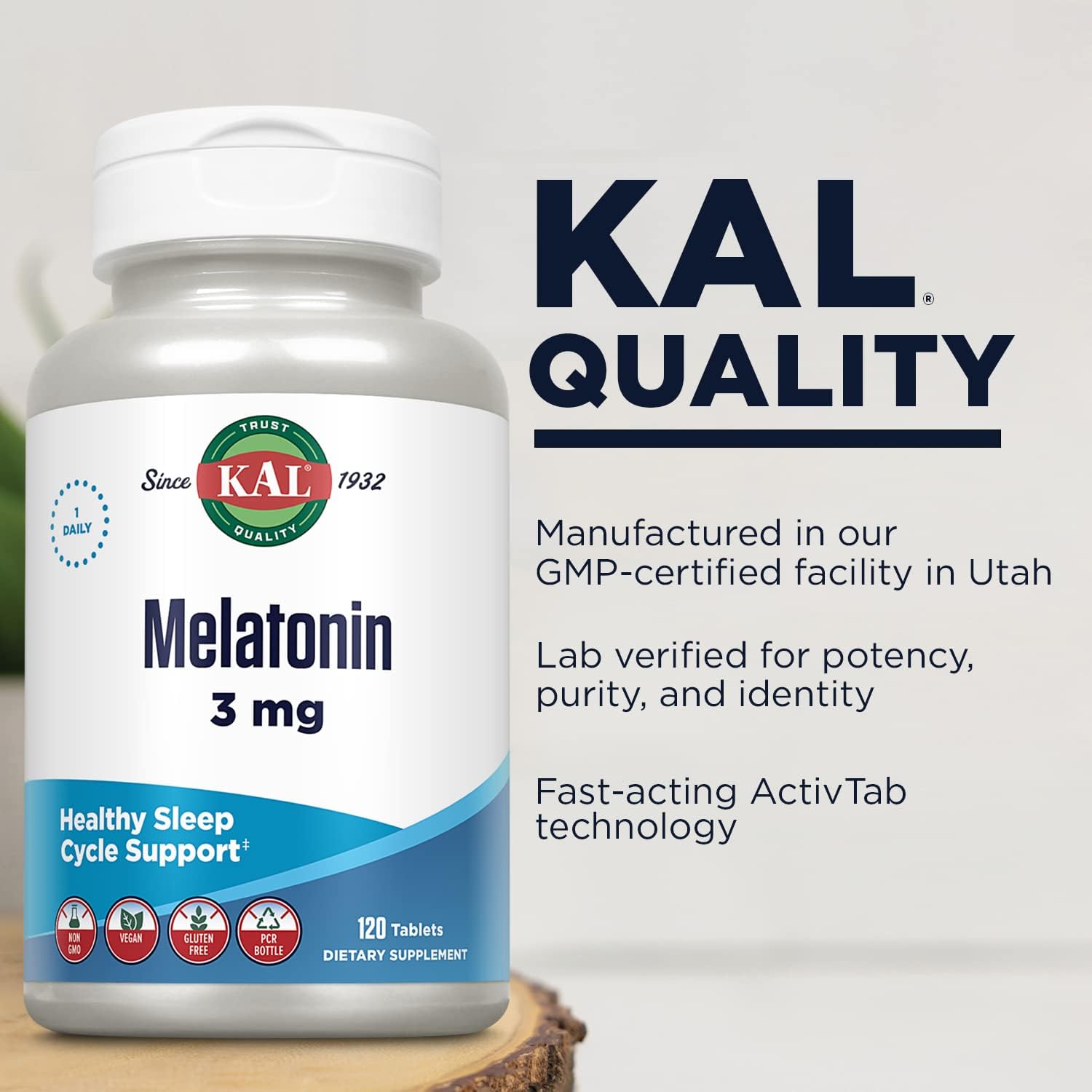 KAL Melatonina 3mg Comprimidos Sublinguales con Vitamina B6, 120 Comprimidos