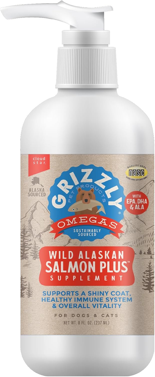 Grizzly Salmon Plus Omega 3-6-9 Complemento Alimenticio para Perros y Gatos, 236 ml