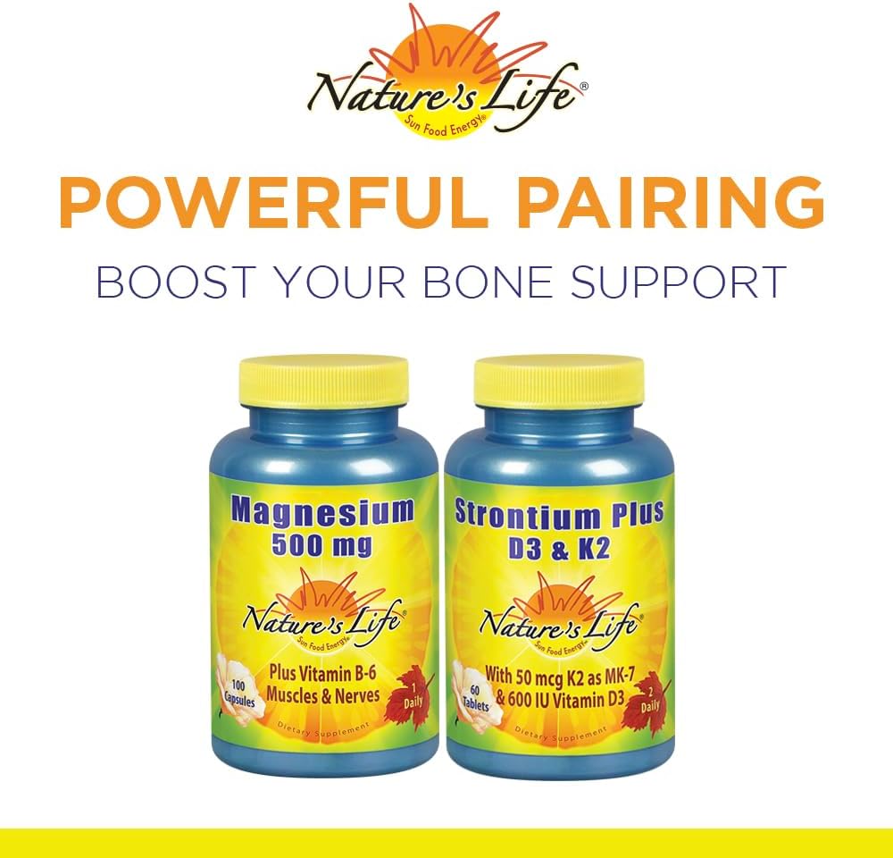 Nature's Life Strontium Plus D3 y K2 - 60 Tablets