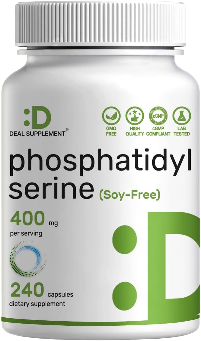 Fosfatidilserina 400mg, 240 Cápsulas – Lecitina de Girasol Sin Soja