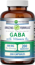 Amazing Formulas GABA con Vitamina B6 | 500 mg por Cápsula | 200 Cápsulas