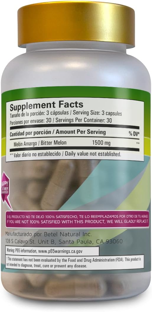Betel Natural Premium Melón Amargo Cápsulas - 1500 mg por Dosis