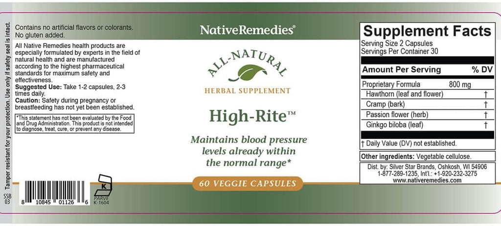 Native Remedies High-Rite - Suplemento Cardiovascular (2 Pack)