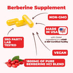 Vimerson Health Berberine 1800mg - Complemento de Berberina de Alta Potencia para el Apoyo Metabólico y Cardiovascular