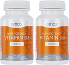 Omax3 Vitamina D3 de Alta Potencia 5,000 IU (125 mcg) - Huesos Fuertes, Músculos y Articulaciones, Salud del Corazón, Inmunidad - 30 Cápsulas Blandas