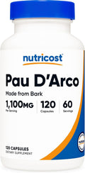 Nutricost Pau D'Arco Corteza Interior 1100mg, 120 Cápsulas Vegetarianas (60 Dosis) - No Transgénico y Sin Gluten