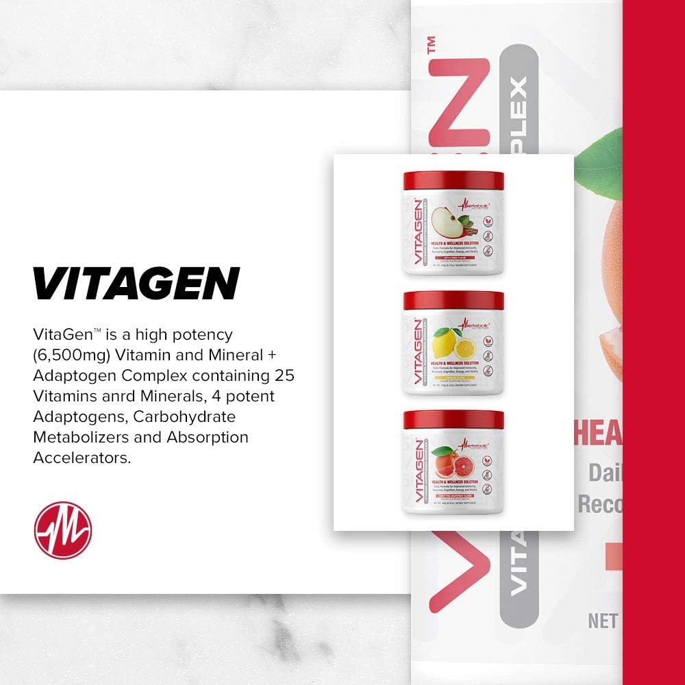 Metabolic Nutrition Vitagen, Complejo Vitamínico y Adaptógeno, 240 g (Sidra de Manzana)